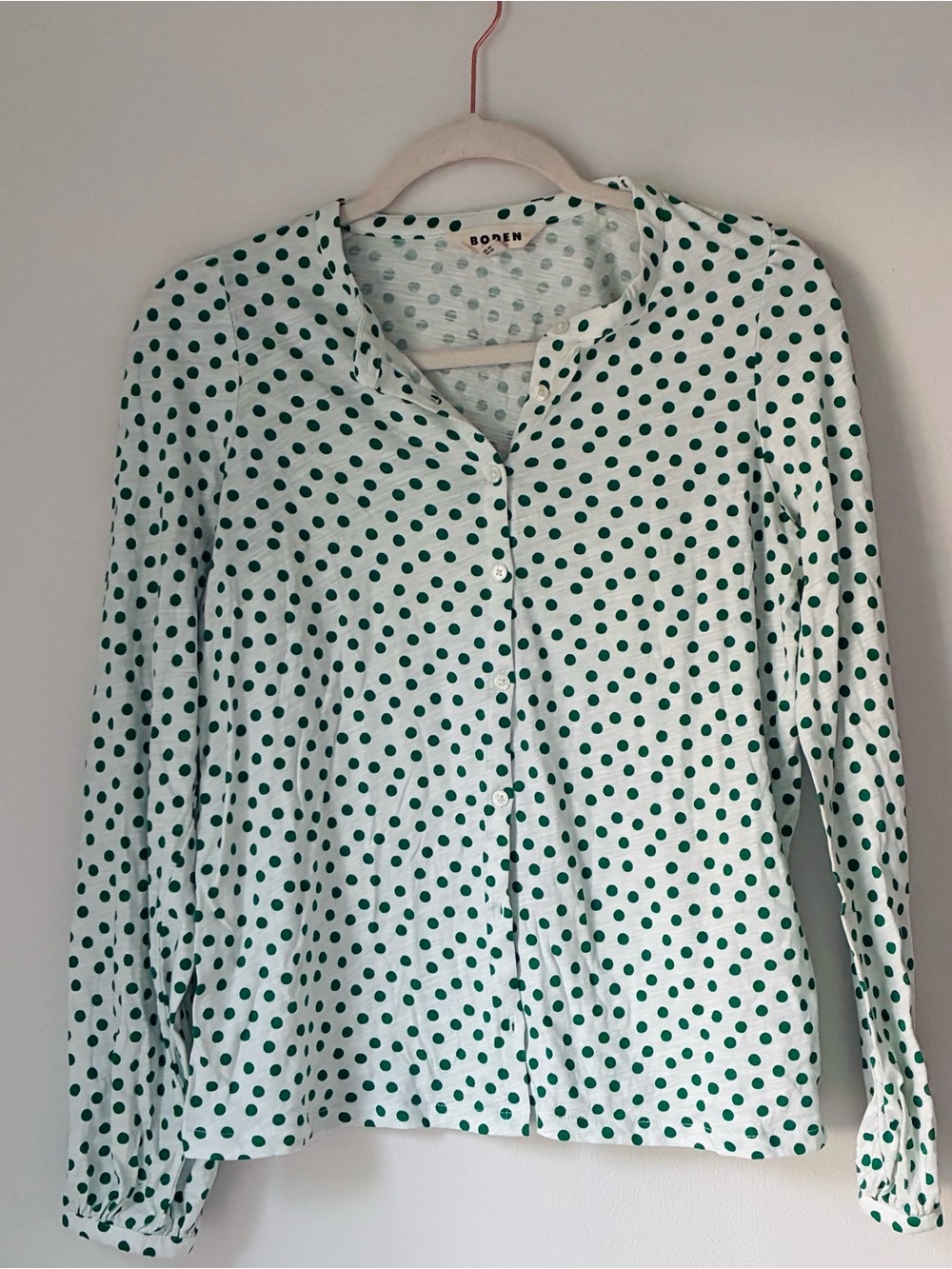Boden Marina Spot Jersey Shirt Green White - Picture 2 of 4